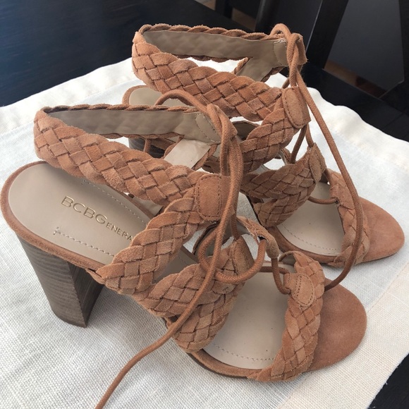 BCBGeneration Shoes - BCBGeneration Tan Suede Stacked Heel